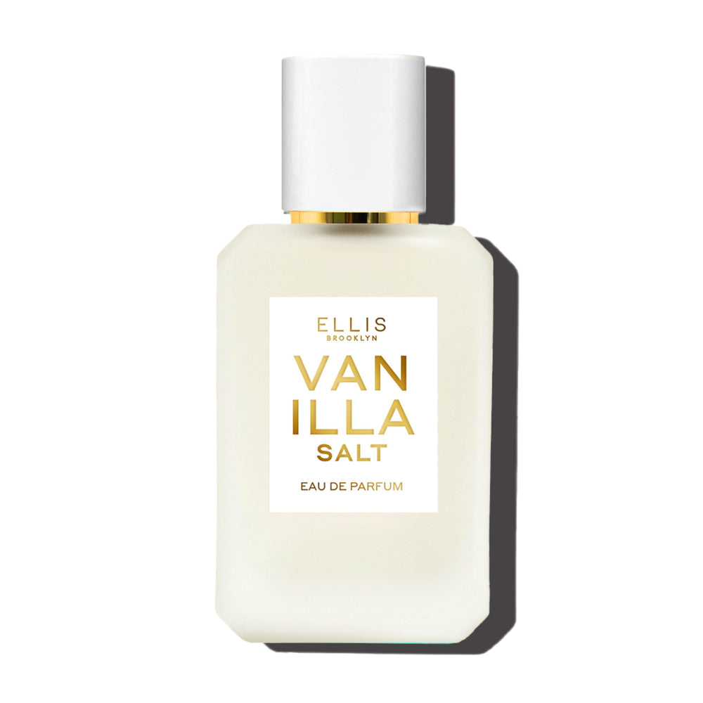 Ellis Brooklyn Vanilla Salt bottle on white background, long-lasting gourmand fragrance.