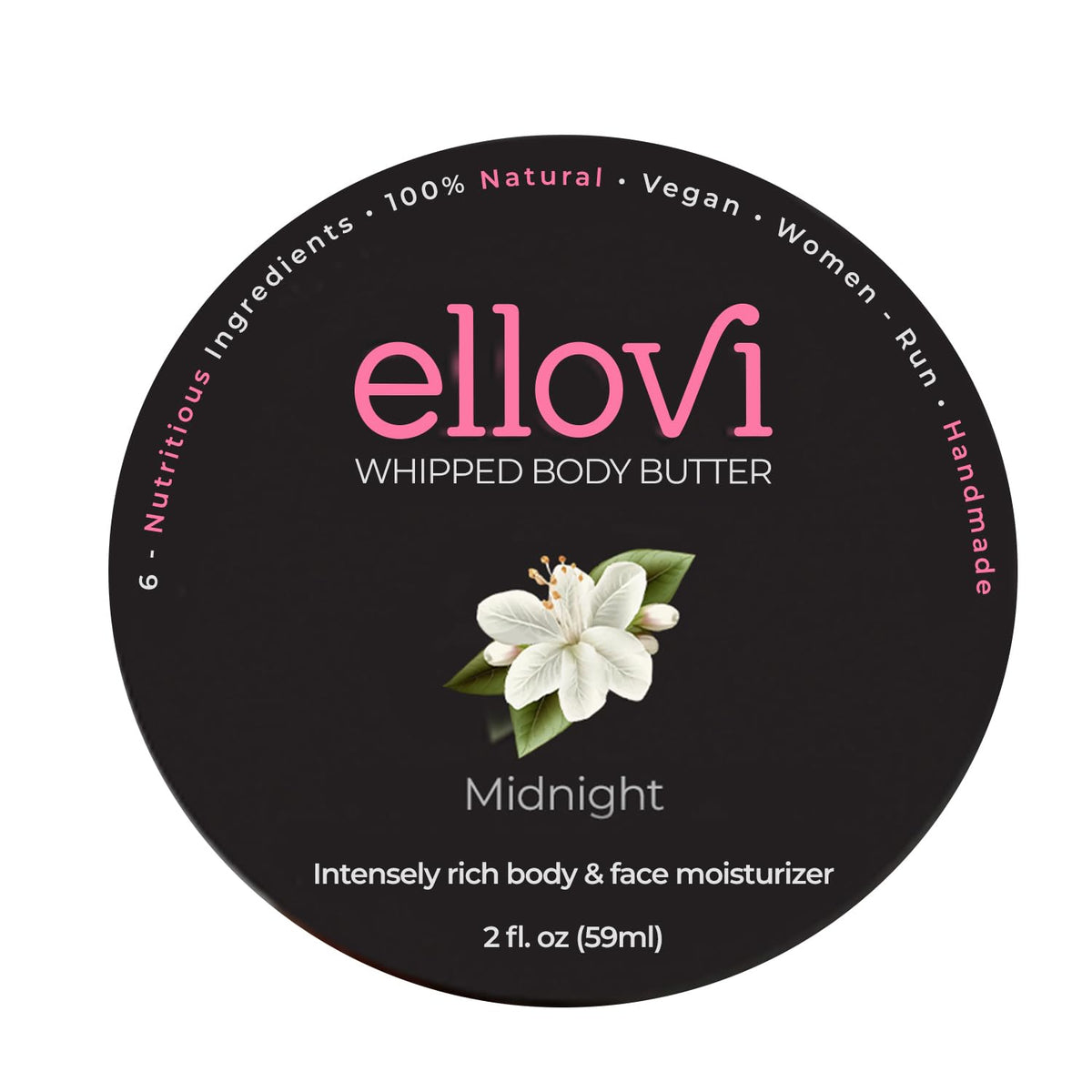 Ellovi Midnight whipped butter in a jar for nourished skin