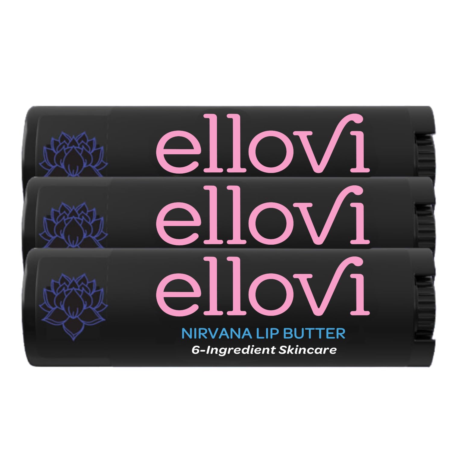 Ellovi Nirvana lip butter three-pack packshot for easy hydration