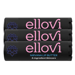 Ellovi Nirvana lip butter three-pack packshot for easy hydration
