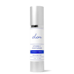 Elon Antioxidant C Moisturizer bottle pump showing fragrance-free hydration benefits