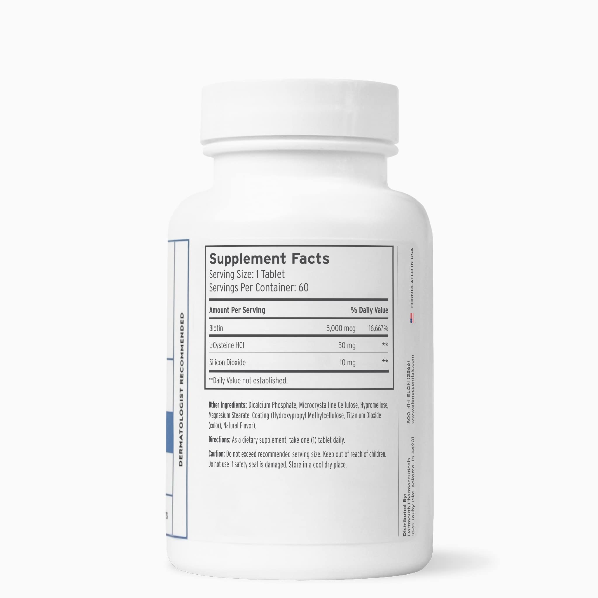 Elon Matrix 5000 bottle with labels signaling hair and nail support.