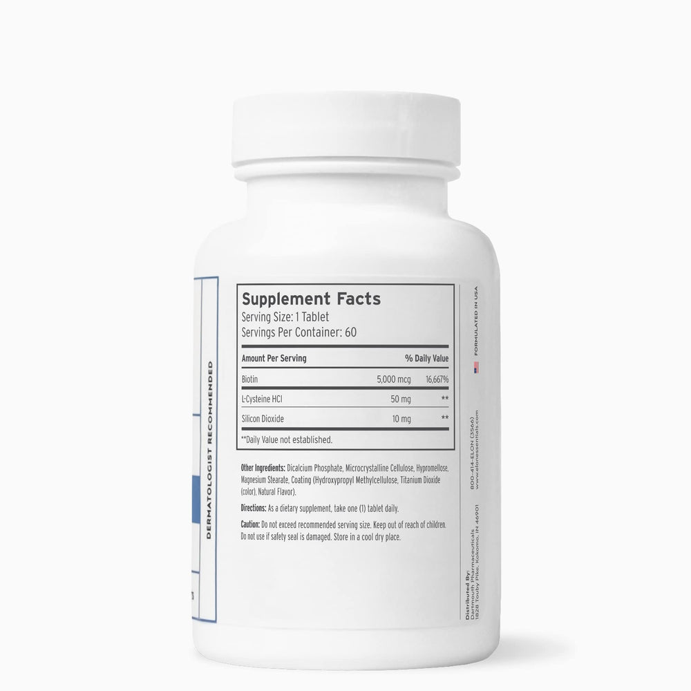 Elon Matrix 5000 bottle with labels signaling hair and nail support.