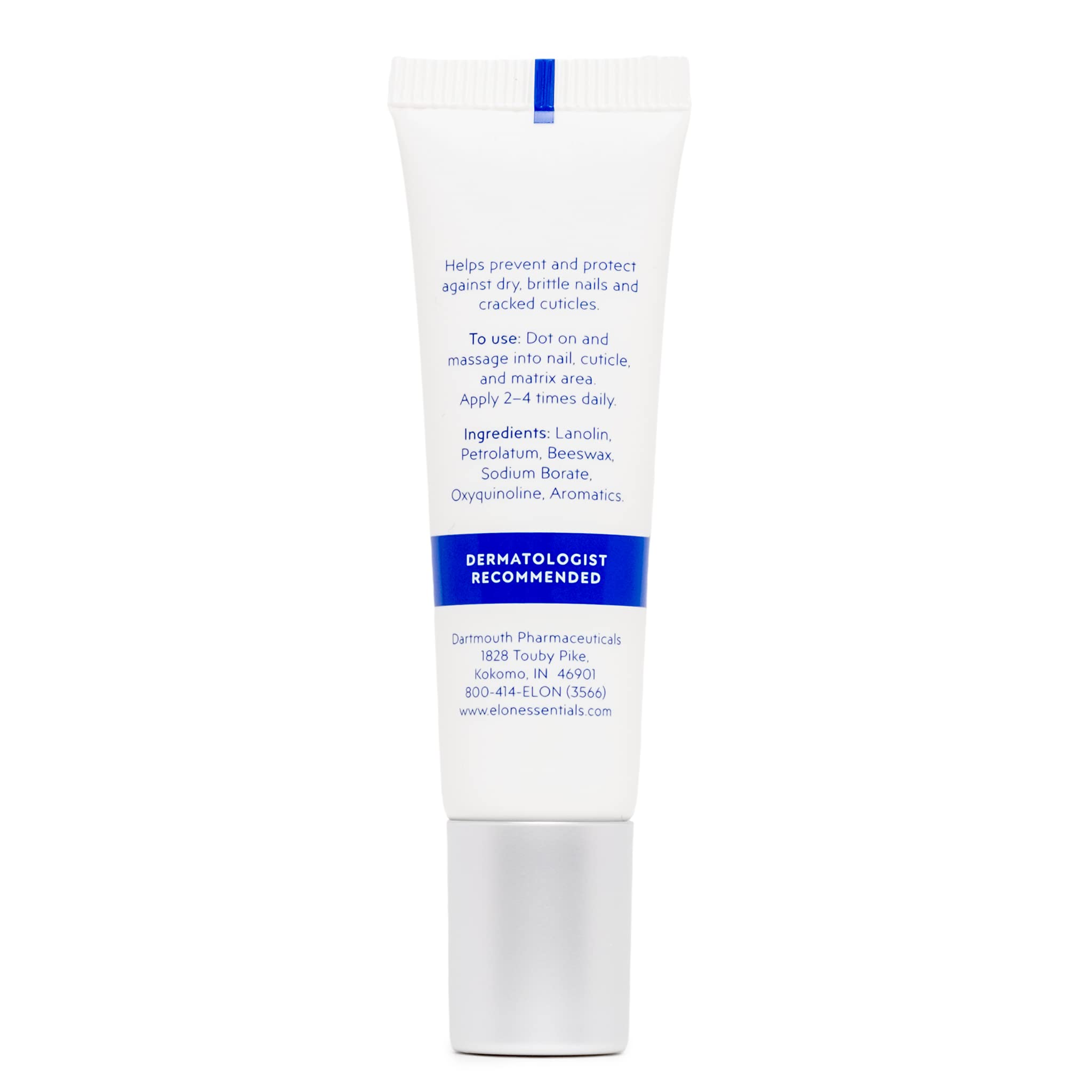 Elon nail care routine shot featuring tube, cuticles, and smooth nails