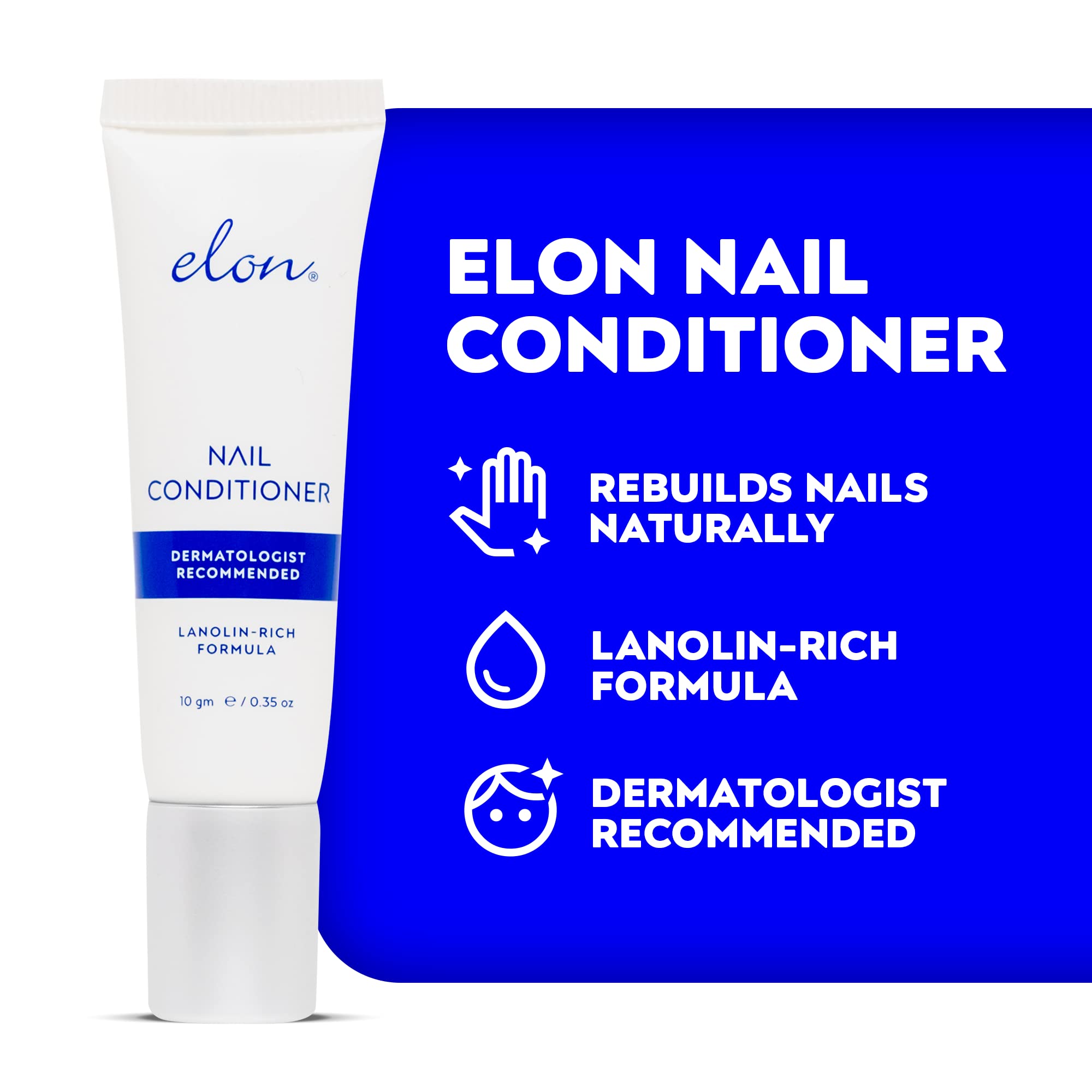 Elon nail conditioner application brush shown, supporting cuticle moisture and smooth growth