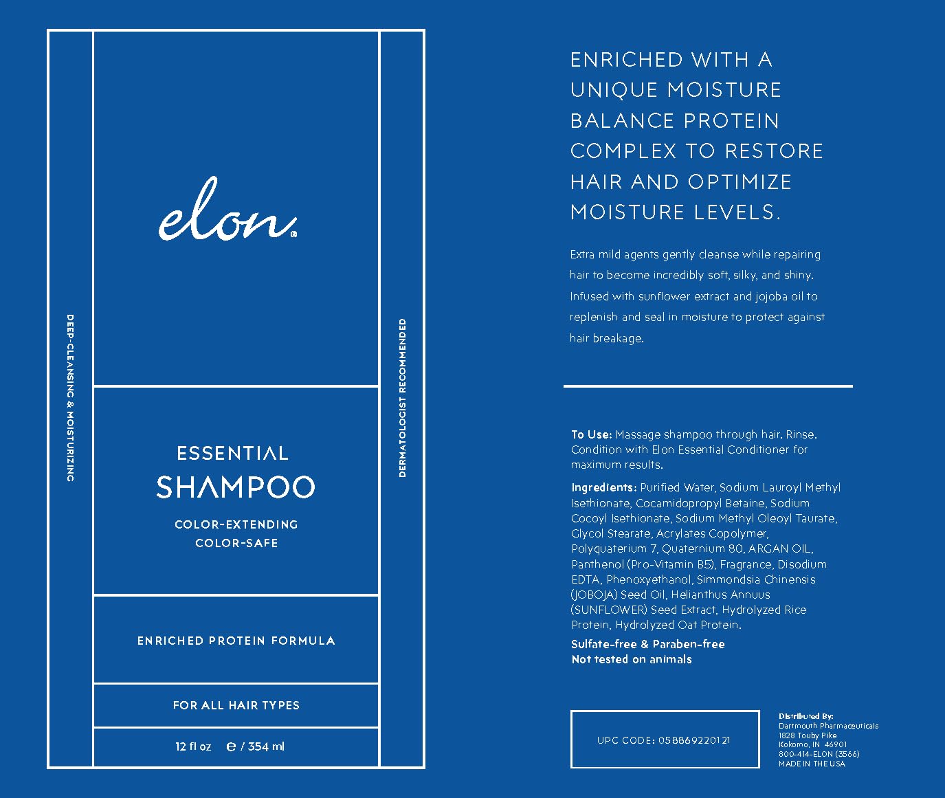Elon packaging in set photo illustrating sulfate-free and paraben-free branding