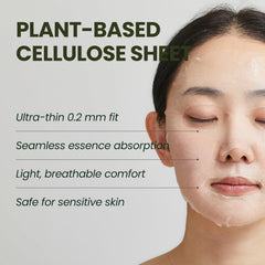 Elravie HyCicaMue sheet adheres closely to facial contours for effective delivery.