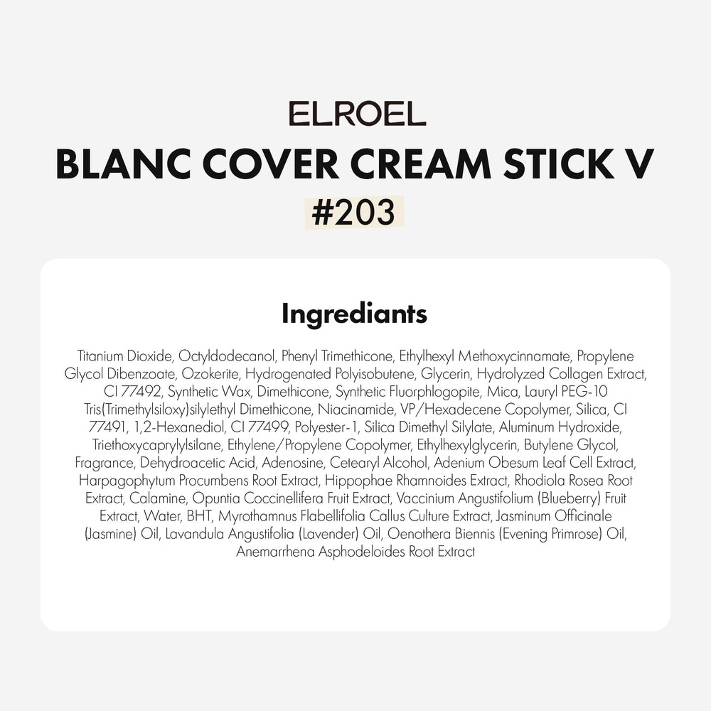 ELROEL Blanc Cover Stick V White portable makeup stick for quick refresh.