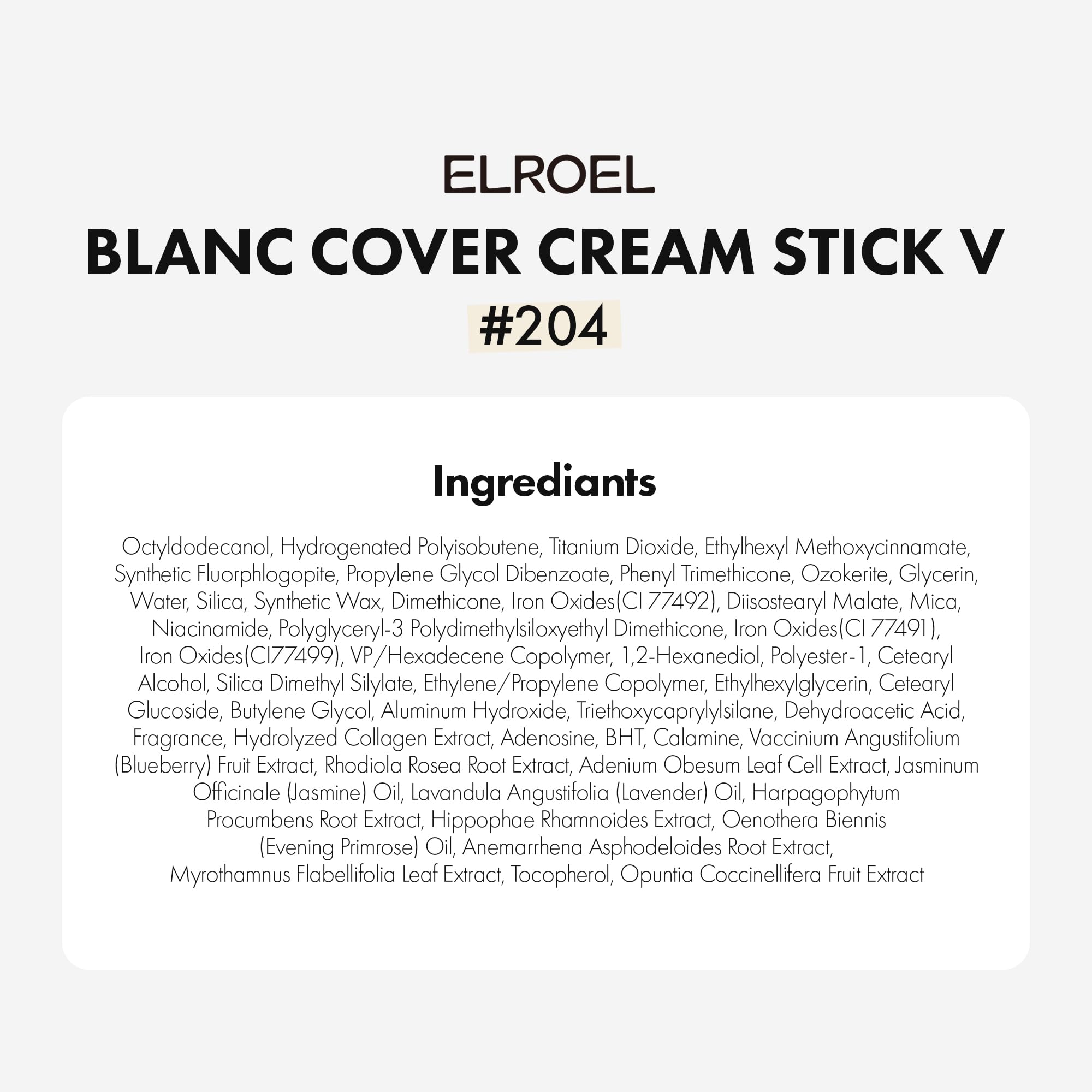 Skin-friendly ingredients like collagen and niacinamide in ELROEL Blanc