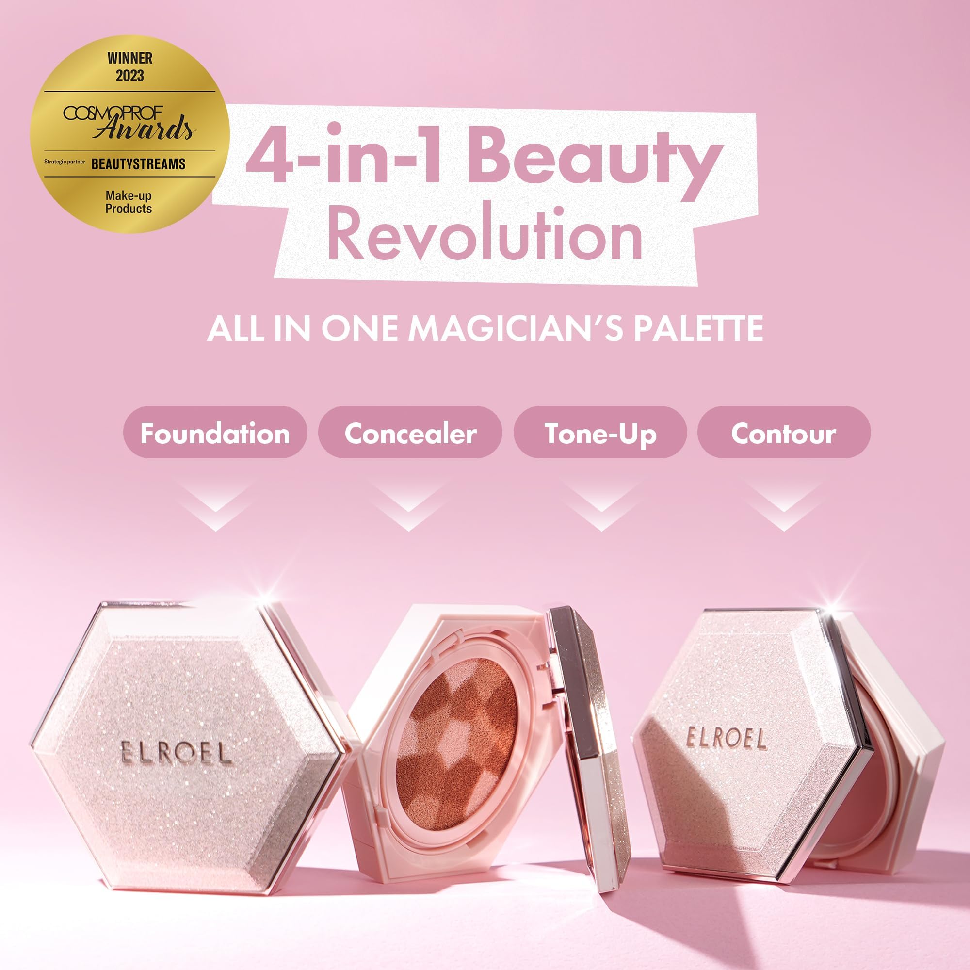 ELROEL Blending Cushion puff application for easy touch-ups.