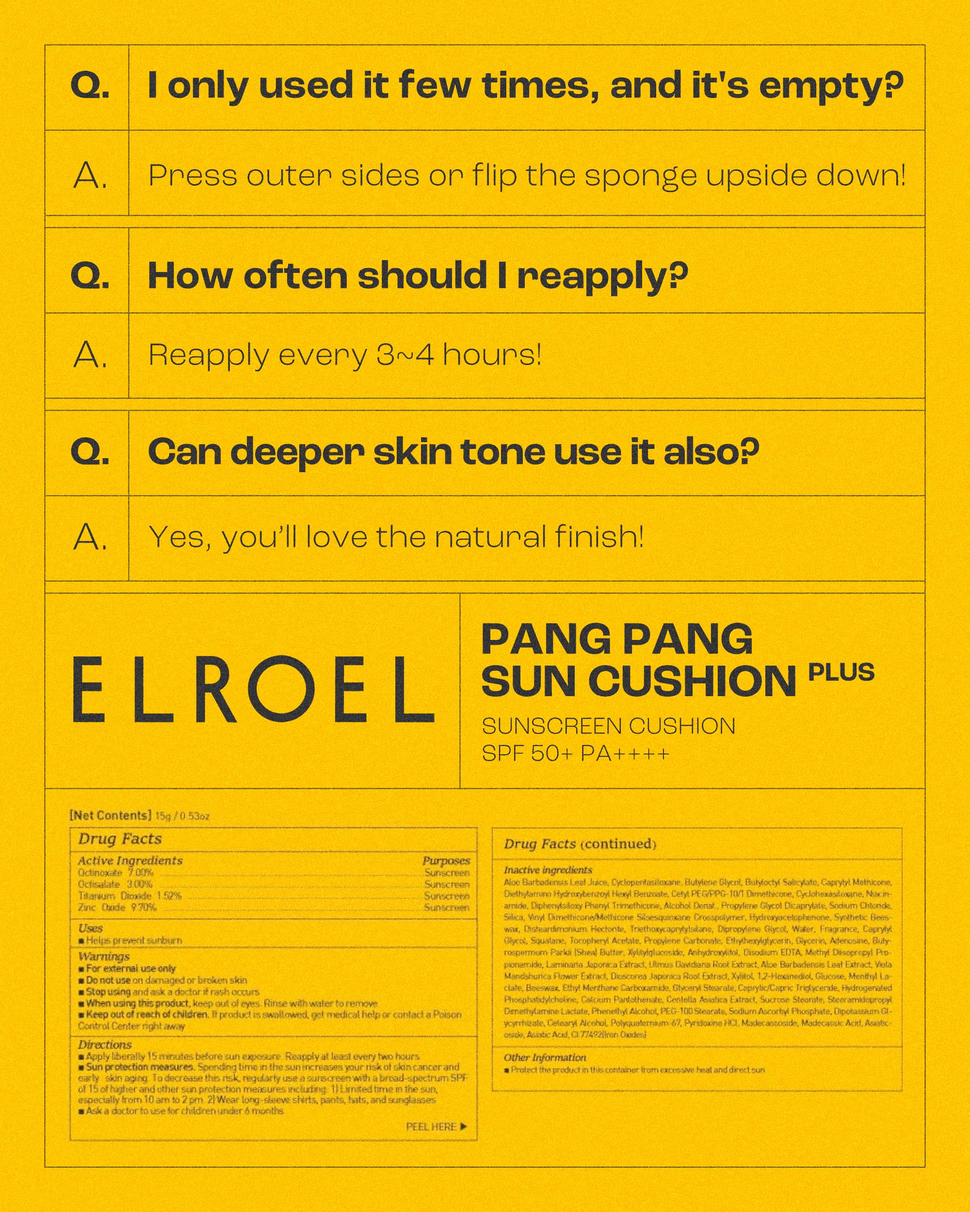 ELROEL Pang Pang Sun Cushion suitable for sensitive skin care.