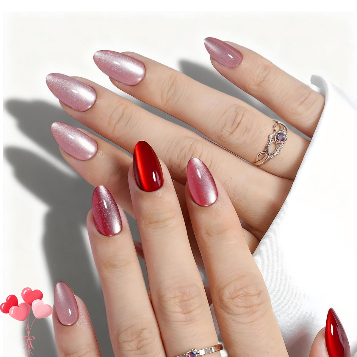 ELSAGIRL red cat eye nails pack with bold, long-lasting glam