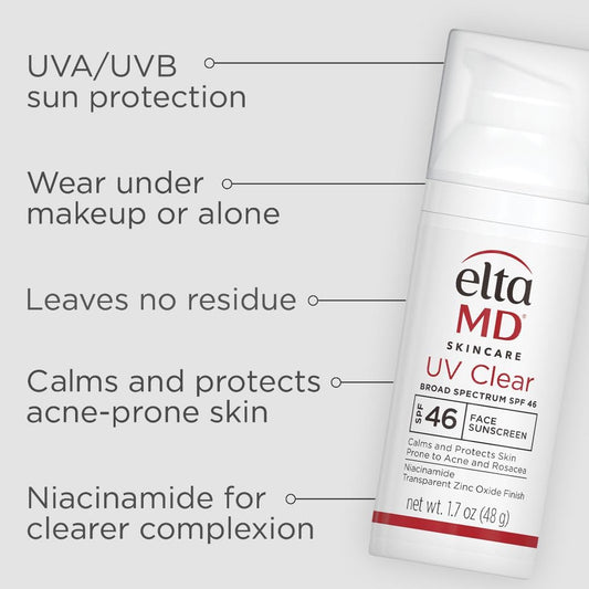 EltaMD UV Clear silky texture close-up; lightweight sunscreen finish.