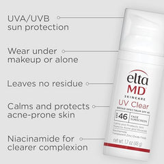 EltaMD UV Clear pump application, easy travel size for on-the-go protection