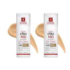 EltaMD UV Clear tinted sunscreen in pump bottle provides SPF 46 protection for daily use