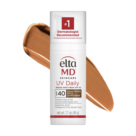 EltaMD UV Daily Deep Tint bottle pump with sheer tint for daily protection.