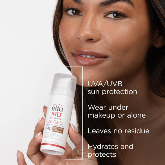 EltaMD UV Daily Deep Tint SPF 40 label on packaging highlights sunscreen tint.