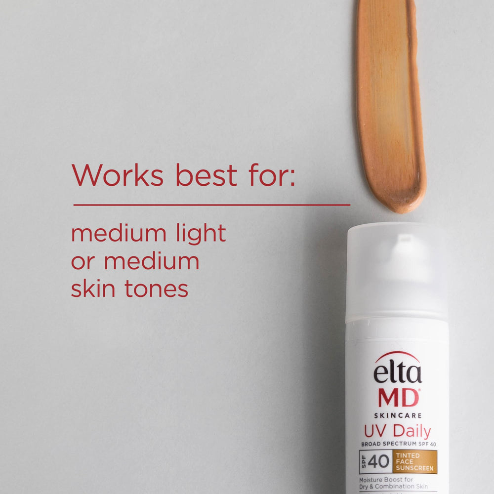 EltaMD UV Daily tinted SPF 40 hyaluronic-acid hydration at a glance.