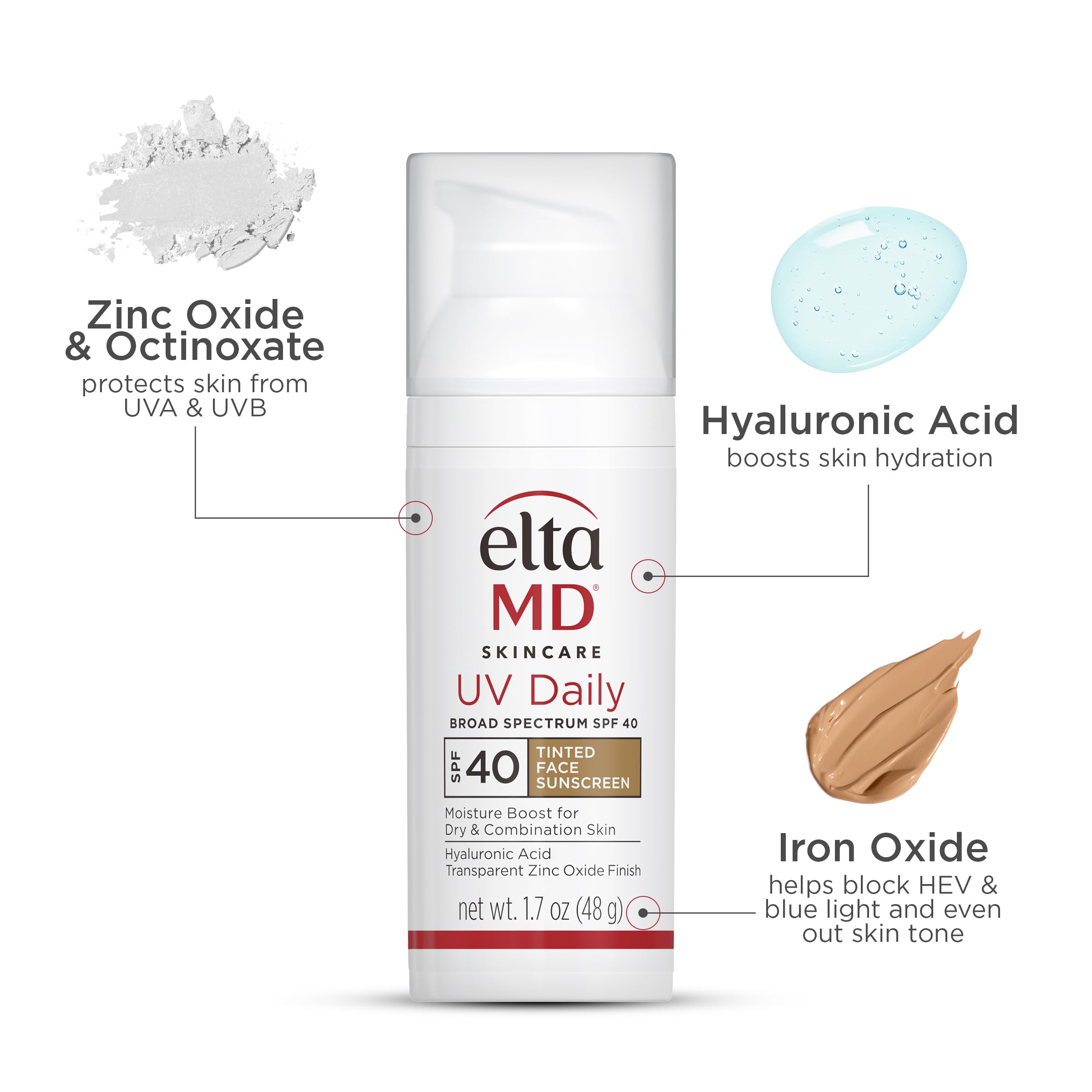 EltaMD UV Daily tinted SPF 40 under-makeup use demonstrates easy prep.