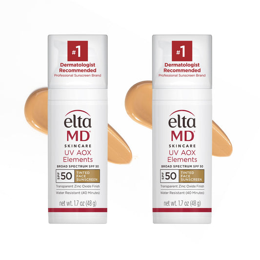 EltaMD UV Elements tinted moisturizer bottle demonstrates mineral sunscreen with hydrating base.