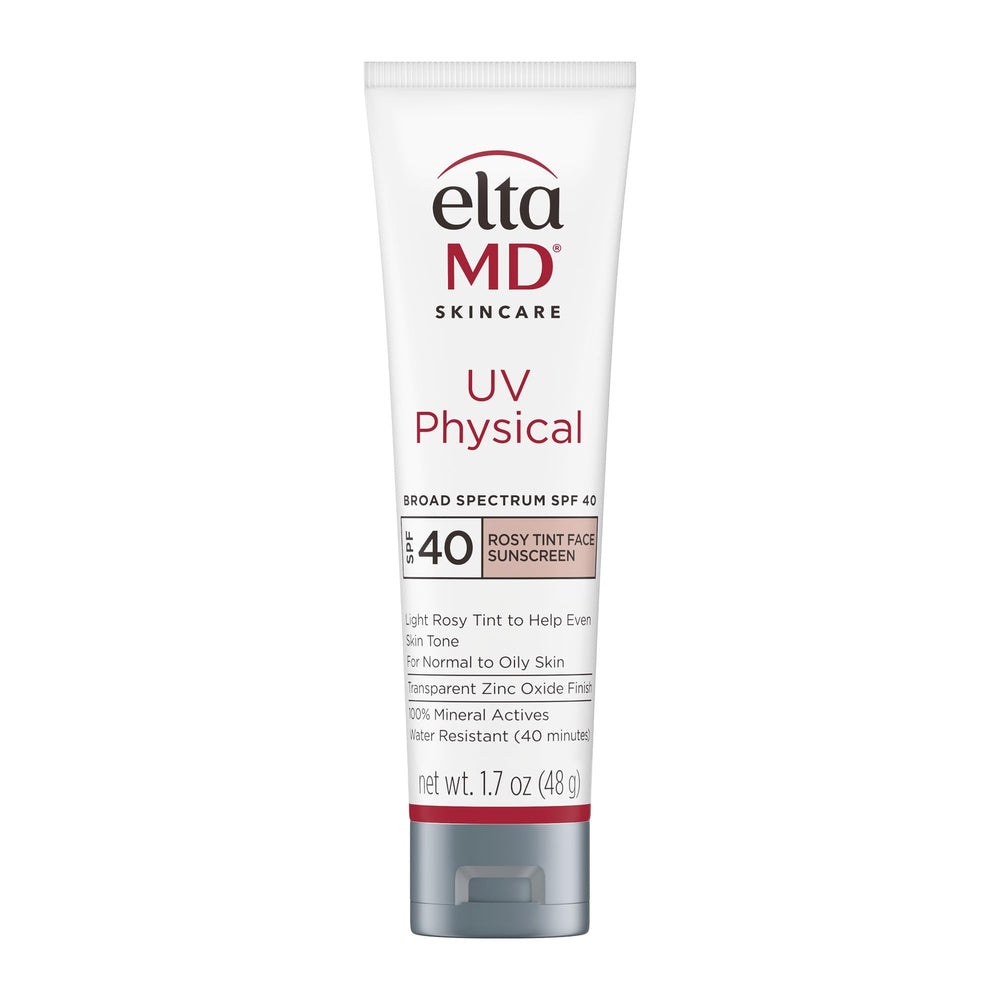 EltaMD UV Physical Rosy Tint bottle front shows rosy glow and mineral protection.