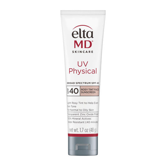 EltaMD UV Physical Rosy Tint bottle front shows rosy glow and mineral protection.