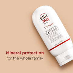 EltaMD UV Pure family using sunscreen, suitable for kids and adults outdoors.