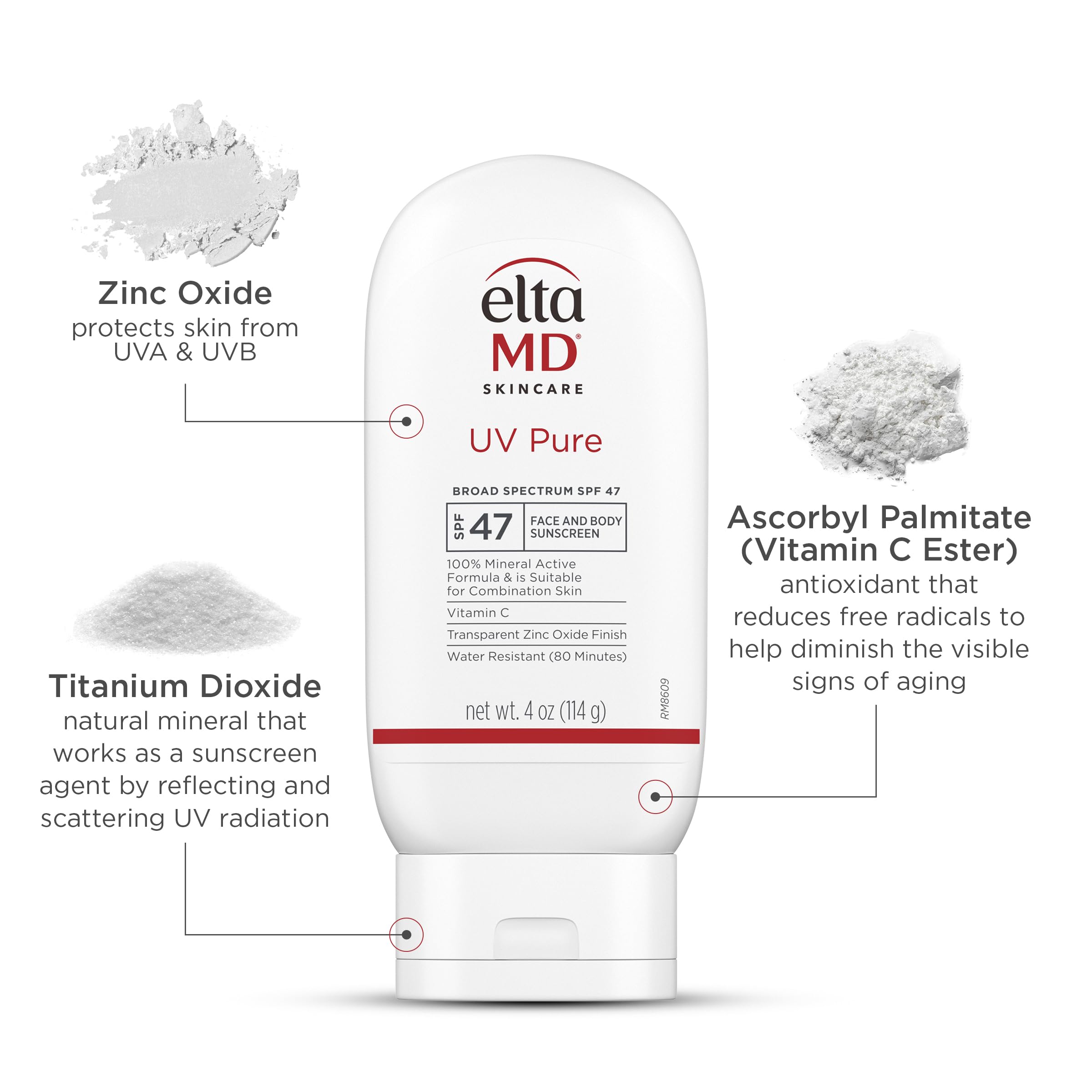 EltaMD UV Pure water resistance up to 80 minutes for pool and beach days.