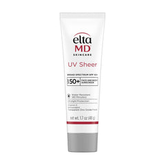 EltaMD UV Sheer bottle front view with SPF 50+ protection in a travel-friendly tube.