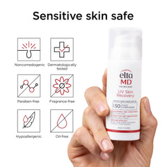 All-mineral formula branding on EltaMD packaging, highlighting sensitive-skin suitability
