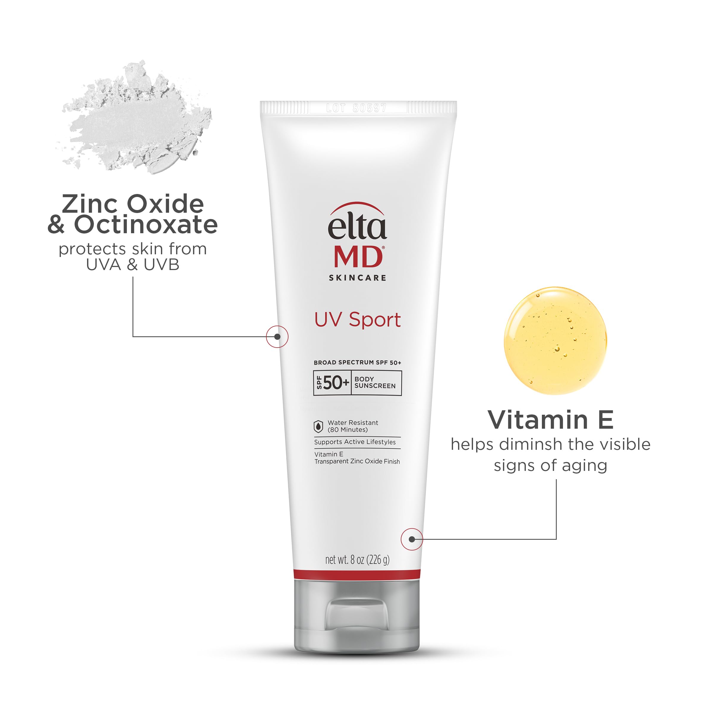 EltaMD UV Sport sunscreen lotion on wet or dry skin for flexible protection