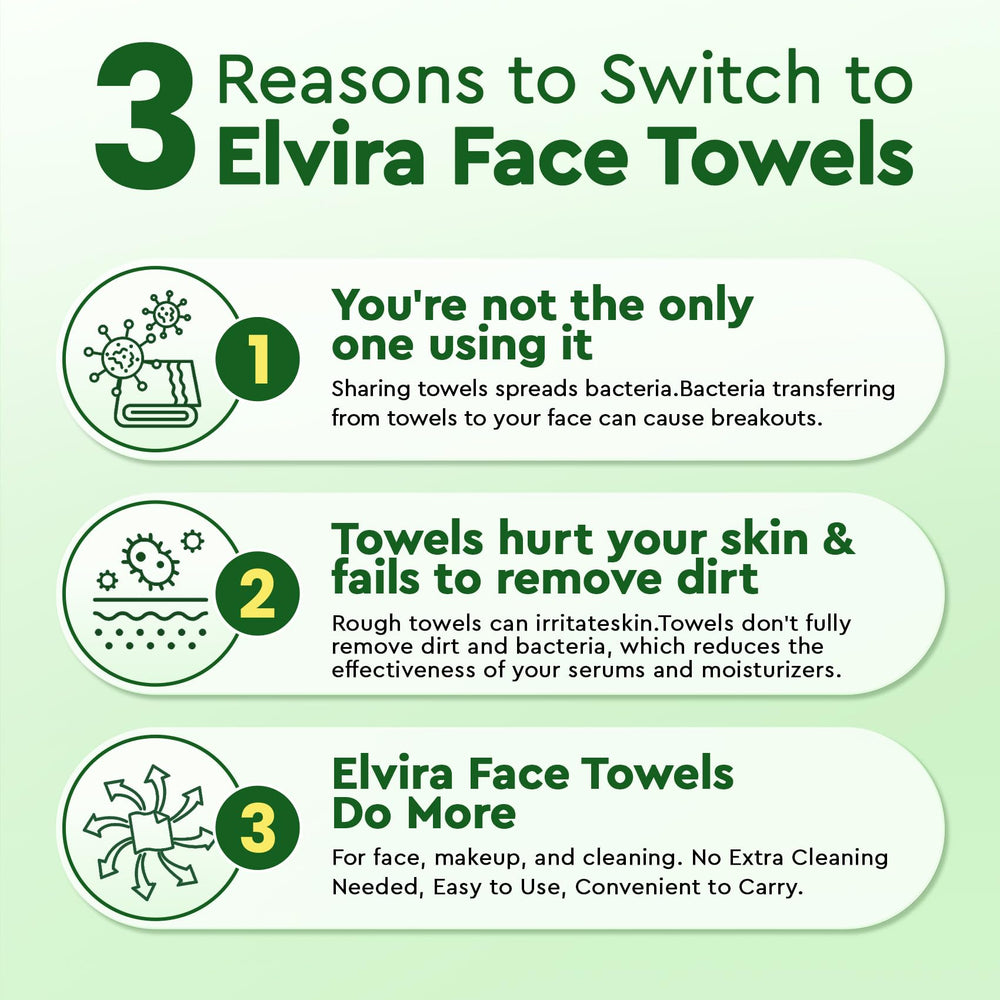 Elvira face towels lifting makeup residue and sunscreen without harsh rubbing