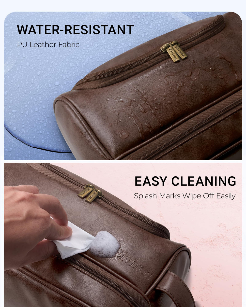 Elviros side handle and wide top opening enable easy access on the go.