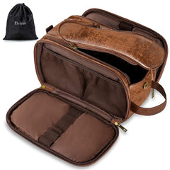 Elviros travel toiletry bag front view, ideal for compact organization on trips.