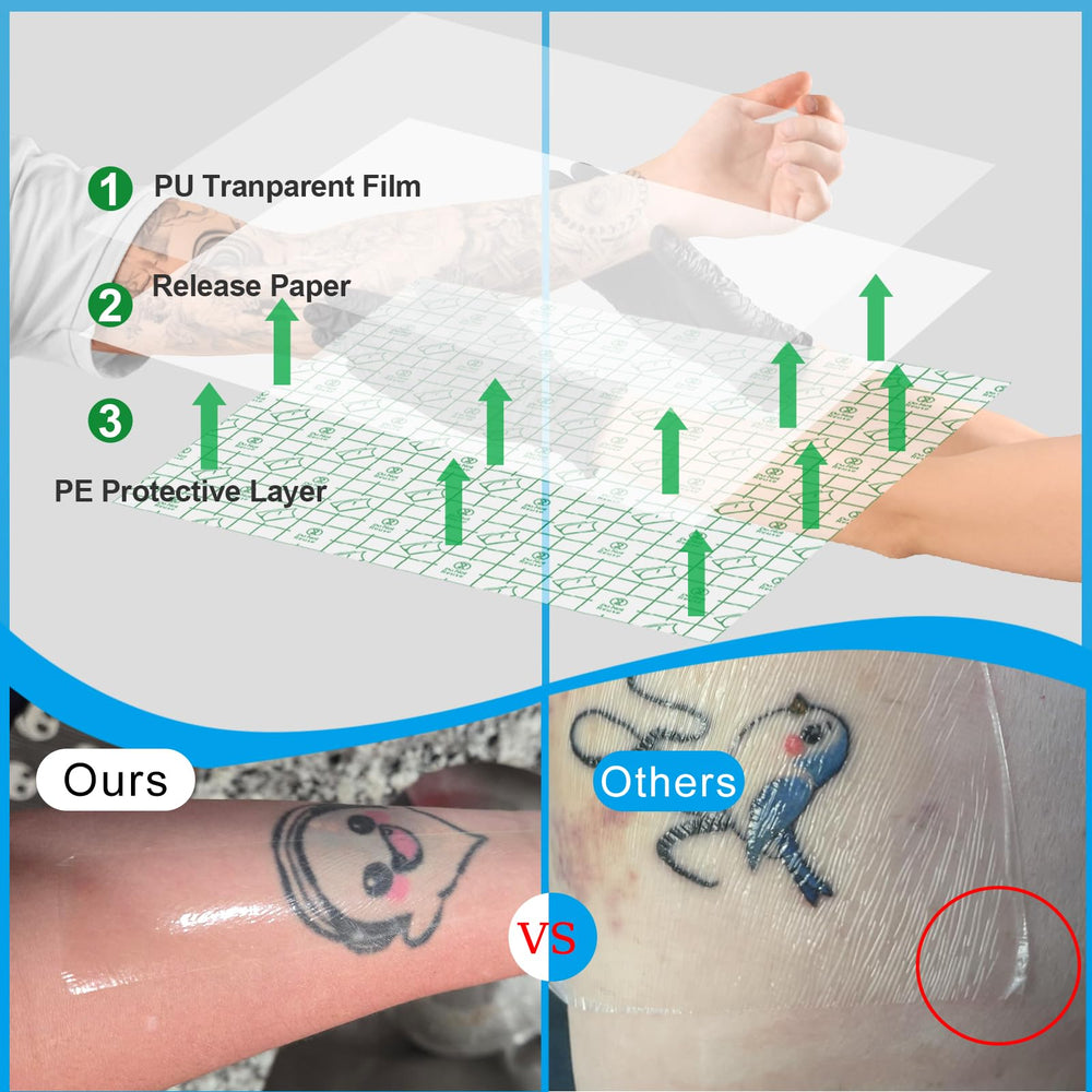 Emalla breathable tattoo cover moves with skin for comfortable daily wear.