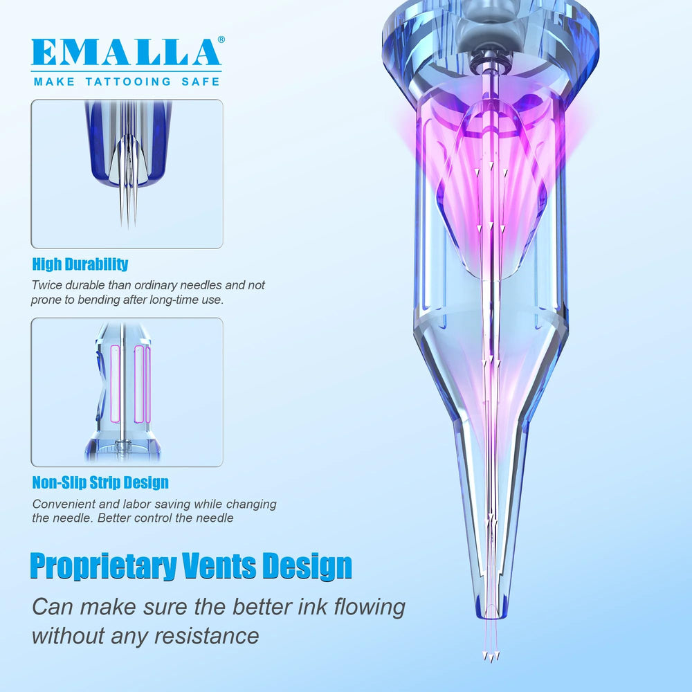 Easy setup of Emalla Eliot cartridges for quick changes during sessions.