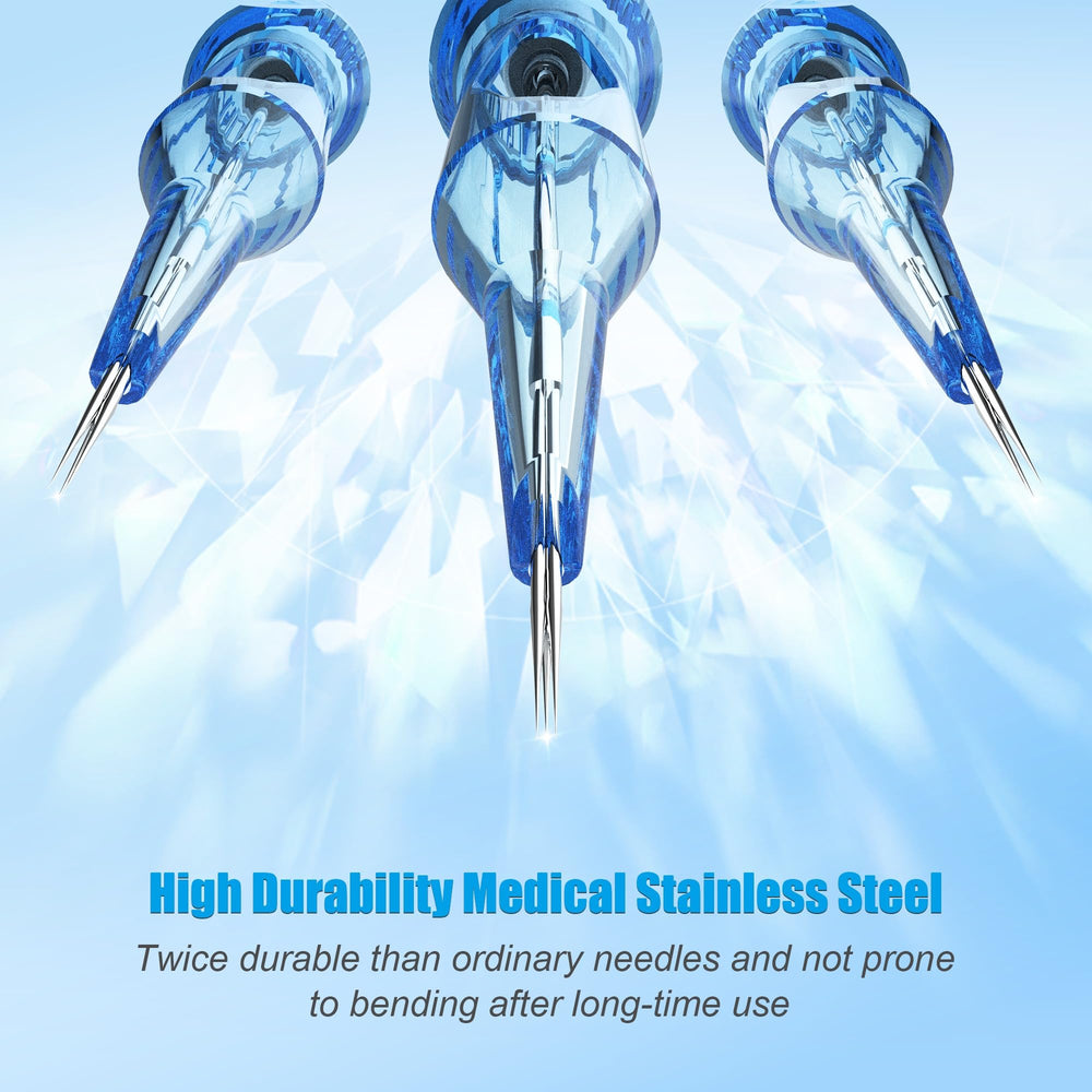 Transparent cartridge body lets you observe needle strike and ink flow.
