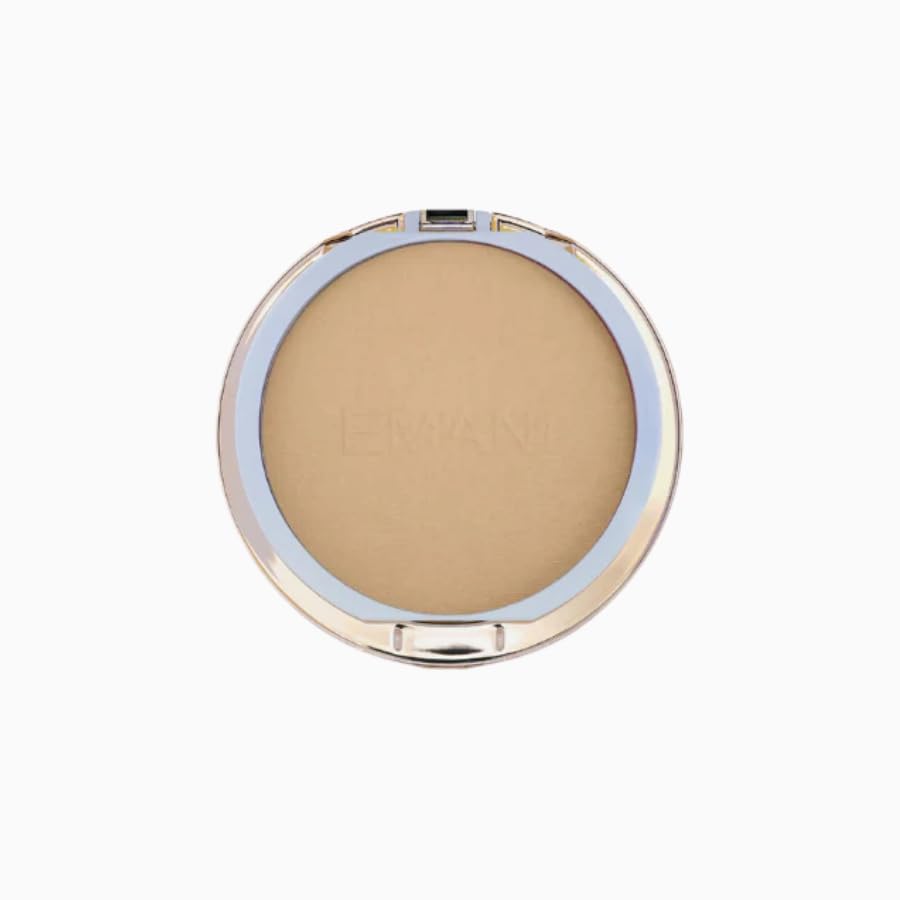 Emani Flawless Matte Powder Foundation compact closed highlights travel-friendly packaging and matte finish.