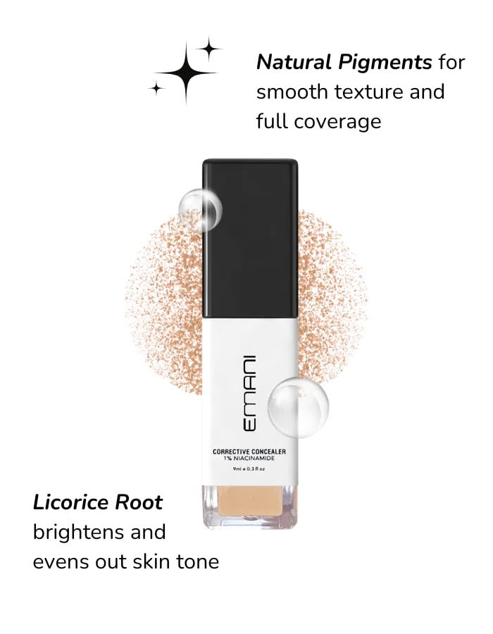 Emani HD concealer swatch on skin demonstrates seamless blend and even tone