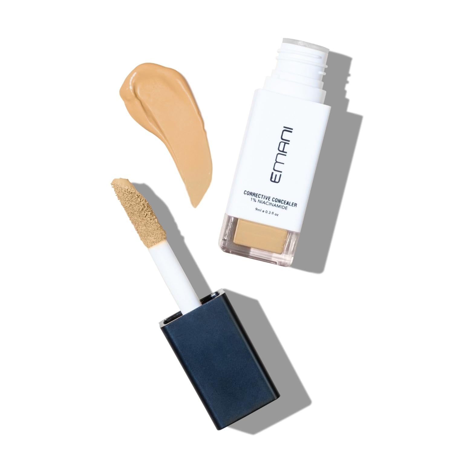 Emani HD Concealer Medium on skin shows versatile coverage for all skin types.