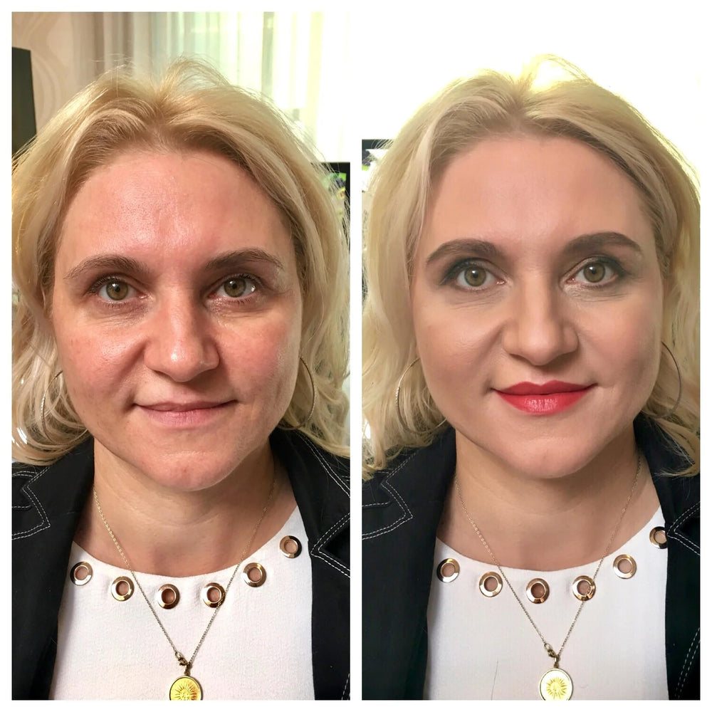 Emani Perfecting Crushed Foundation brush-application demonstrates lightweight texture for daily wear