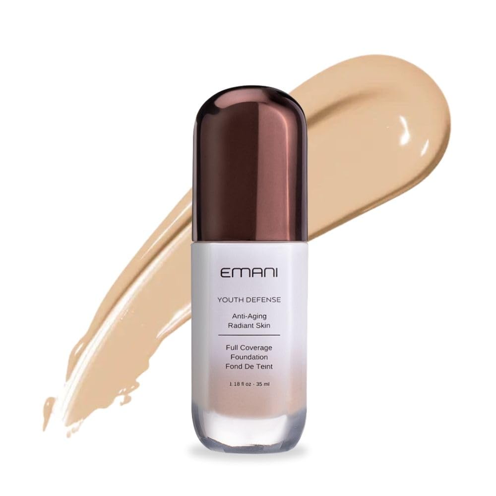 Emani Youth Defense Foundation bottle with pump for easy, precise application and long wear.