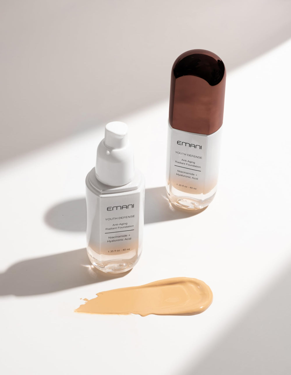 Texture closeup highlights lightweight formula designed to blend without creasing.