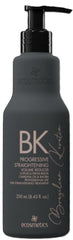Before and after look with EMAX Ecosmetics keratin treatment showing volume reduction