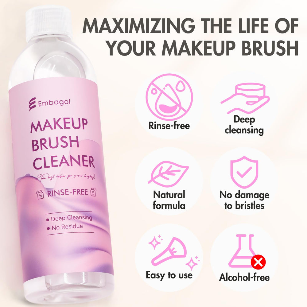 Embagol makeup brush cleaner bristle-care helps maintain soft, fluffy bristles.