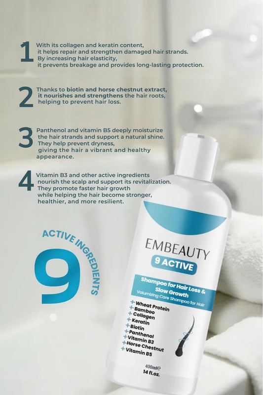 Embeauty collagen keratin shampoo foam close-up for gentle cleansing.