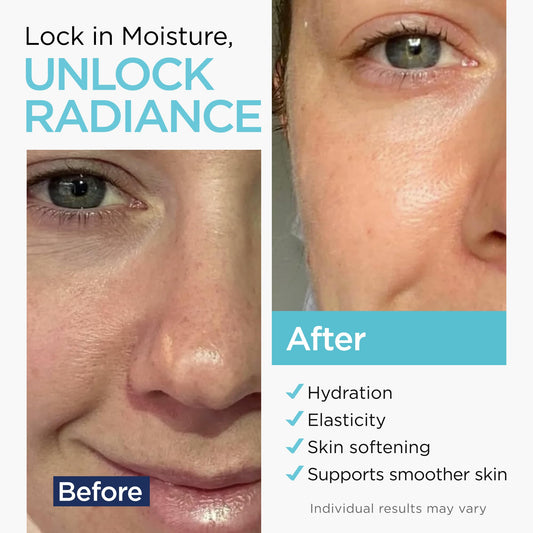 Close-up of serum being applied to the face for lasting moisture