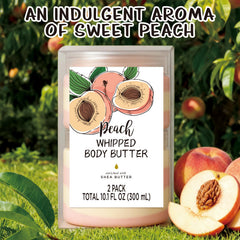 Embleaf Peach Whipped Body Butter nourishes dry areas softly for smoother skin.