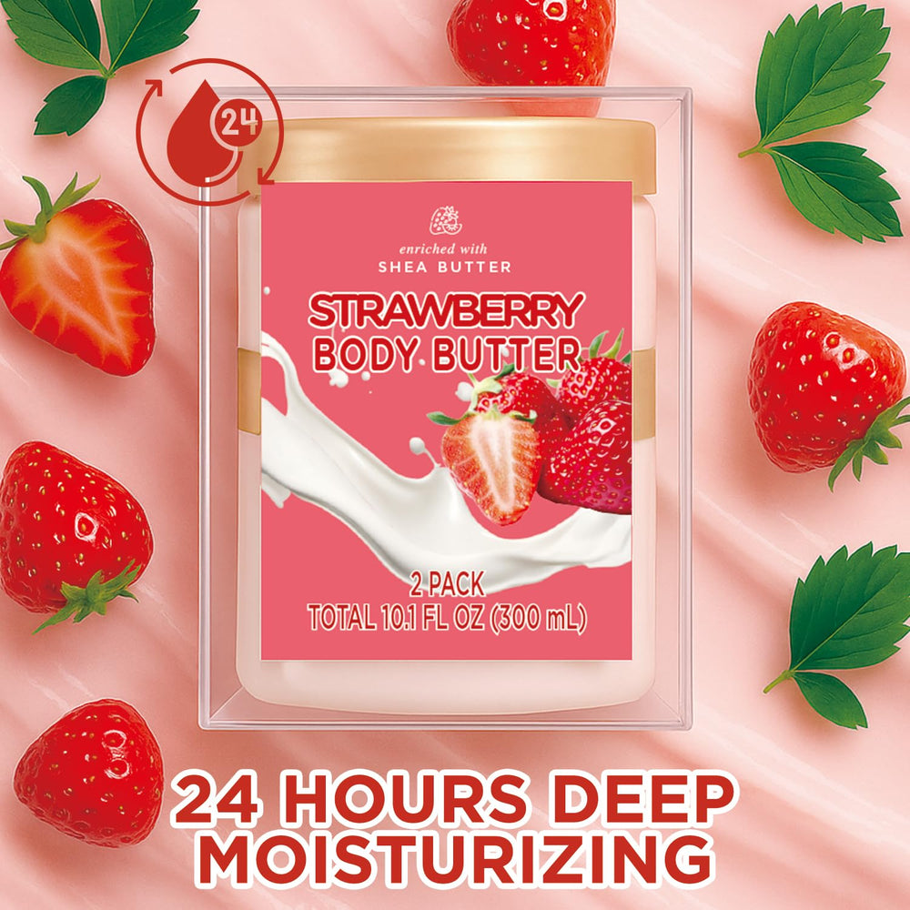 Embleaf strawberry body butter melts on skin for quick hydration