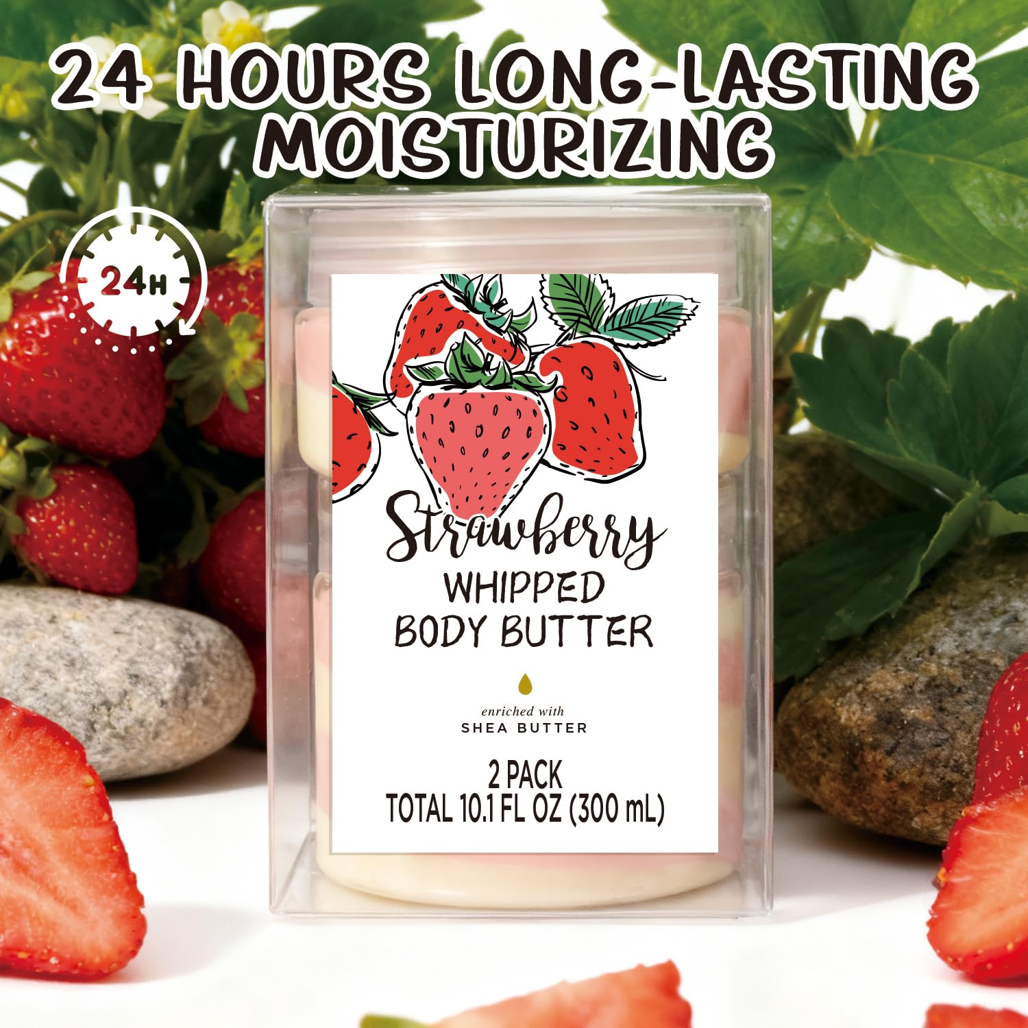 Embleaf Strawberry Whipped Body Butter texture demonstrates fast absorption without greasiness